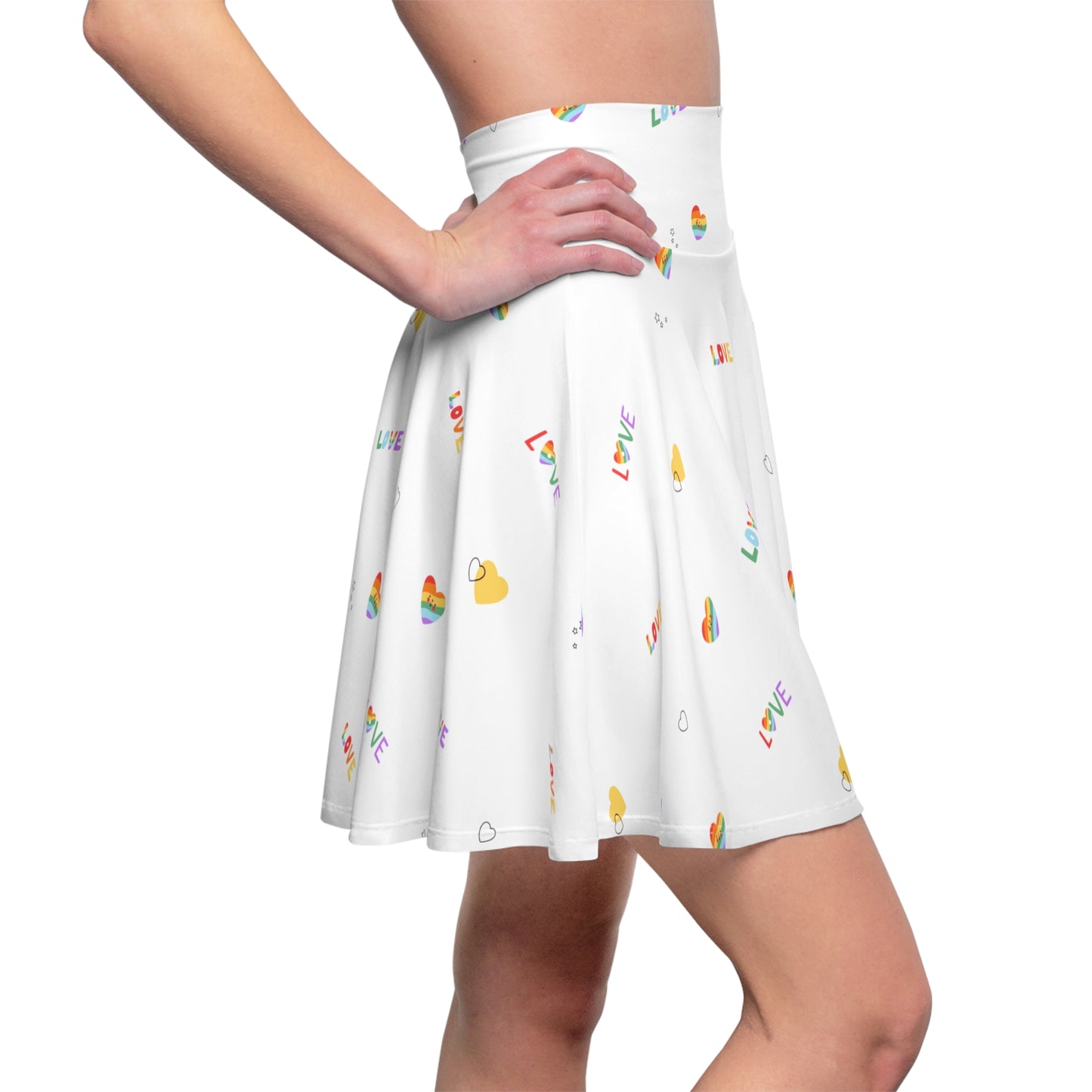 Gay Pride Heart Print Skater Skirt