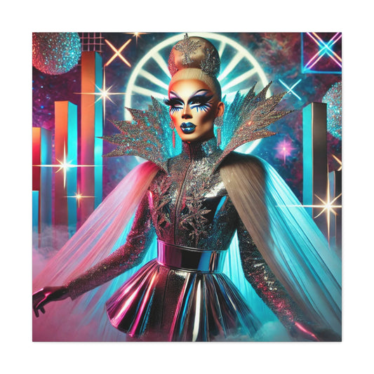 "Futuristic Eleganza" Drag Queen Canvas Print – 36 x 36