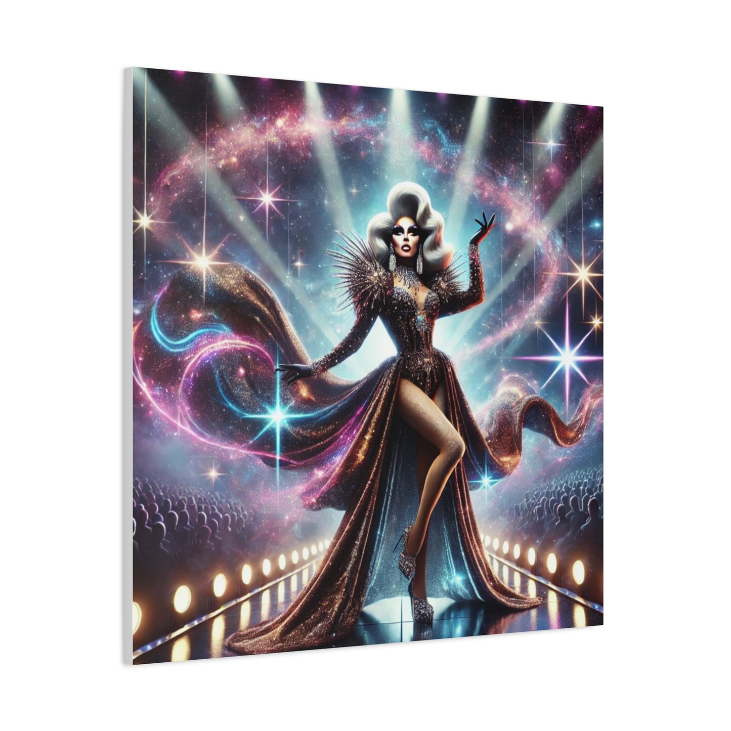 "Celestial Stage Queen" Drag Queen Canvas Print – 36 x 36