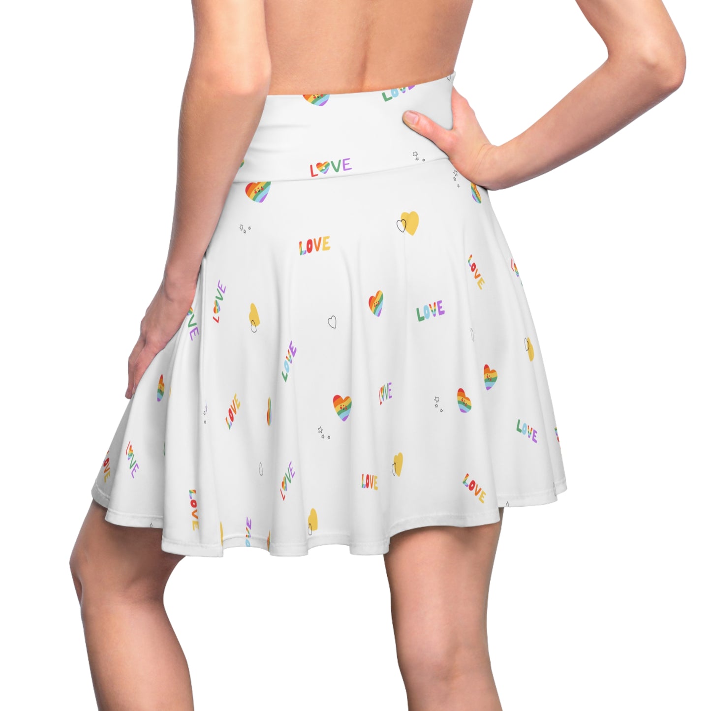 Gay Pride Heart Print Skater Skirt