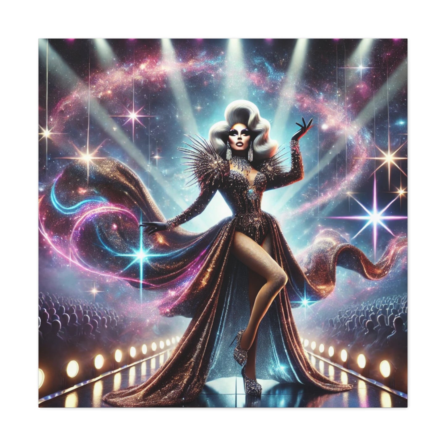 "Celestial Stage Queen" Drag Queen Canvas Print – 36 x 36