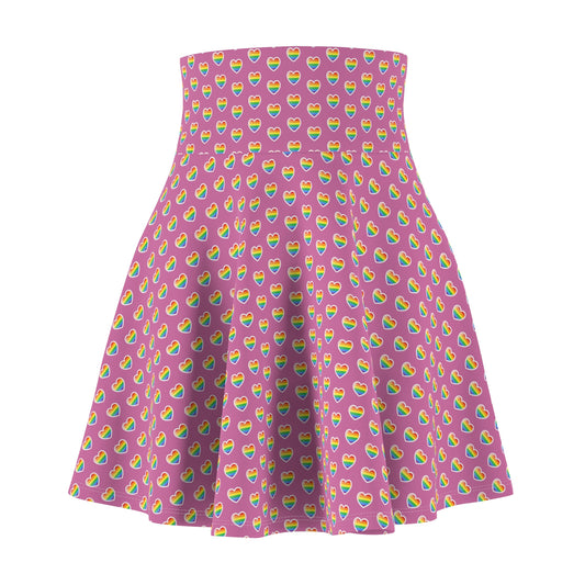 Gay Pride Heart Print Skater Skirt