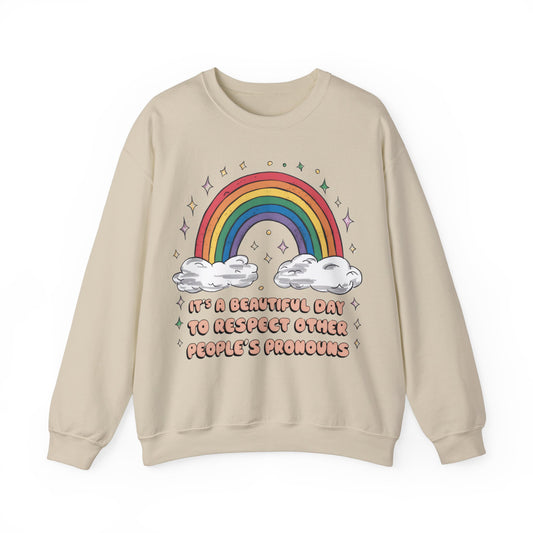 Respect Pronouns Gay Pride Crewneck Sweatshirt