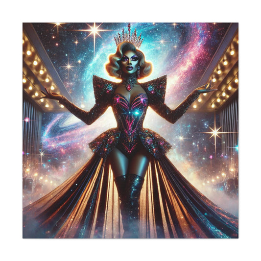 Galactic Crowned Elegance" Drag Queen Canvas Print – 36 x 36