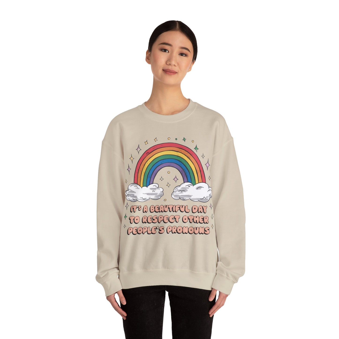 Respect Pronouns Gay Pride Crewneck Sweatshirt