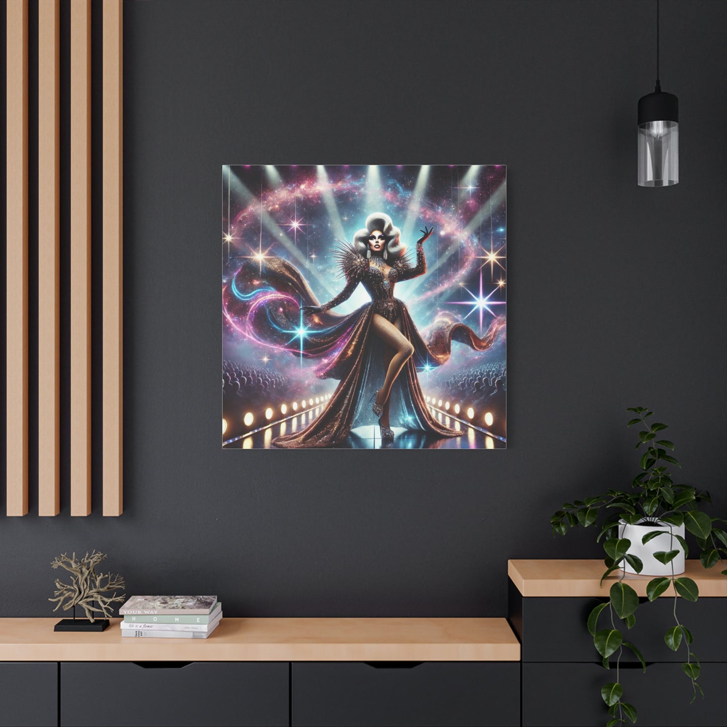 "Celestial Stage Queen" Drag Queen Canvas Print – 36 x 36