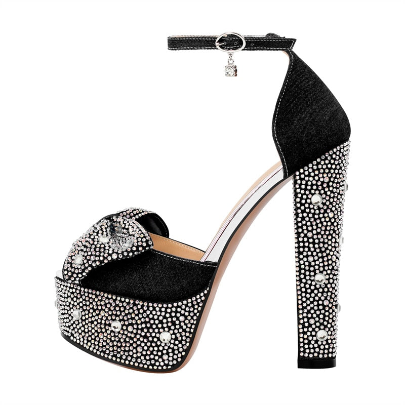 Queen Nayari Rhinestone Peep Toe Sandals