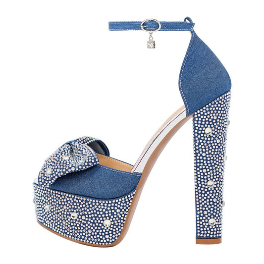 Queen Nayari Rhinestone Peep Toe Sandals