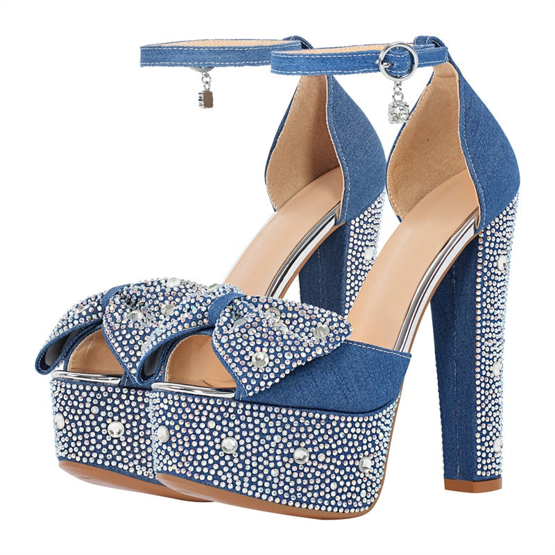 Queen Nayari Rhinestone Peep Toe Sandals