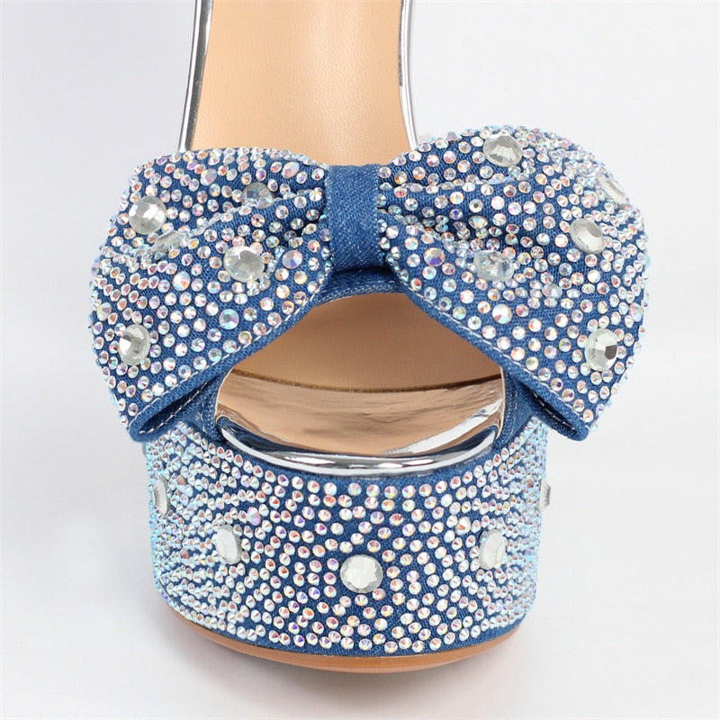 Queen Nayari Rhinestone Peep Toe Sandals