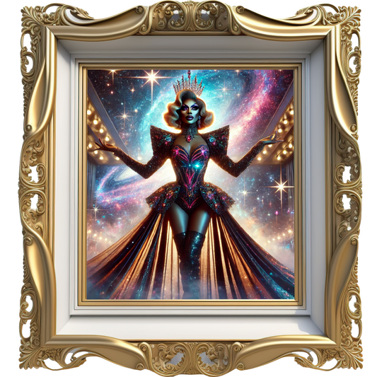 Galactic Crowned Elegance" Drag Queen Canvas Print – 36 x 36