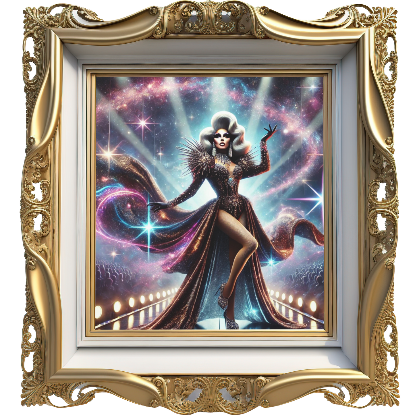 "Celestial Stage Queen" Drag Queen Canvas Print – 36 x 36