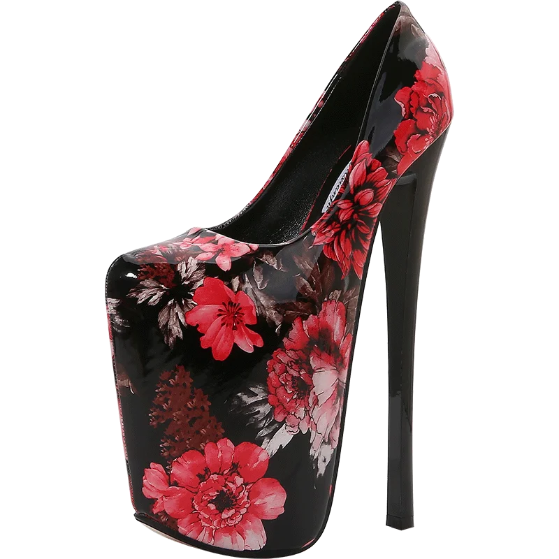 Floral Fantasy Platform Heels – 19cm Metal Thin Heels