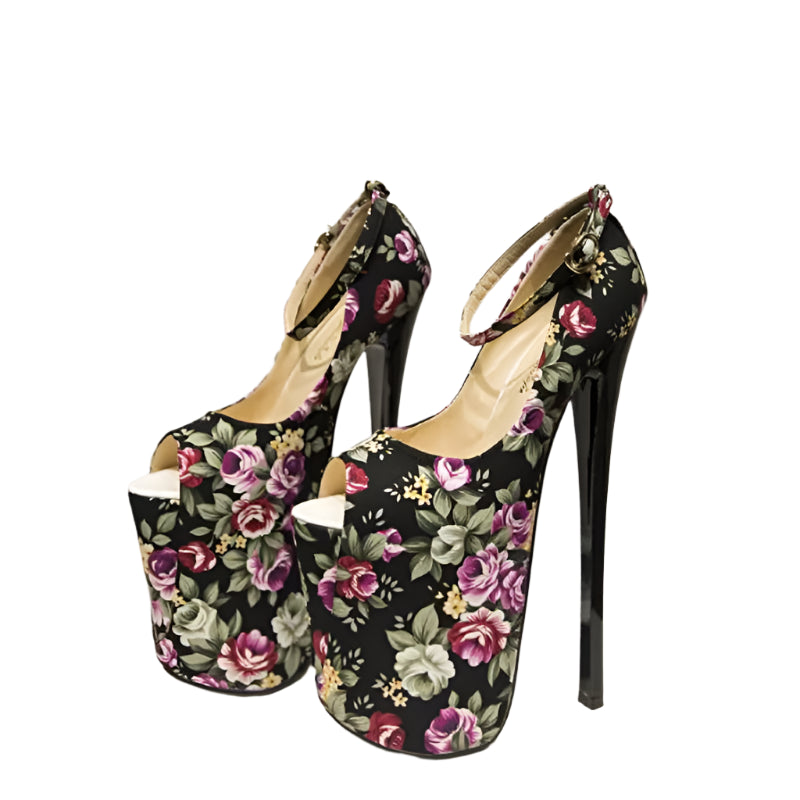 Bloom Elegance Floral Platform Heels – 22cm Stiletto