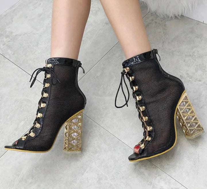 Golden Bling Ankle Boots