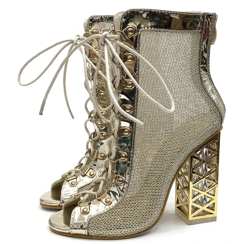 Golden Bling Ankle Boots