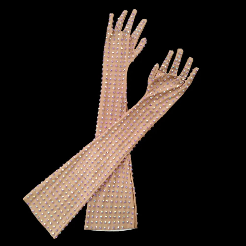 Drag Queen Stretch Rhinestone Glam Gloves