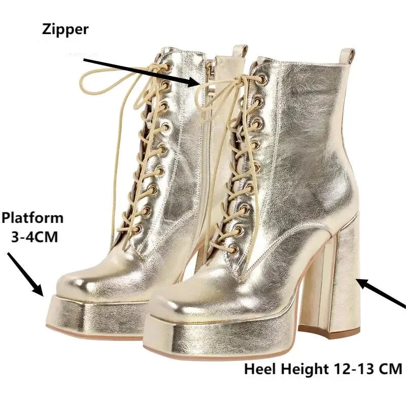 Strut Your Sass Lace-Up Platform Ankle Booties – Kickin' Glam for Queens!