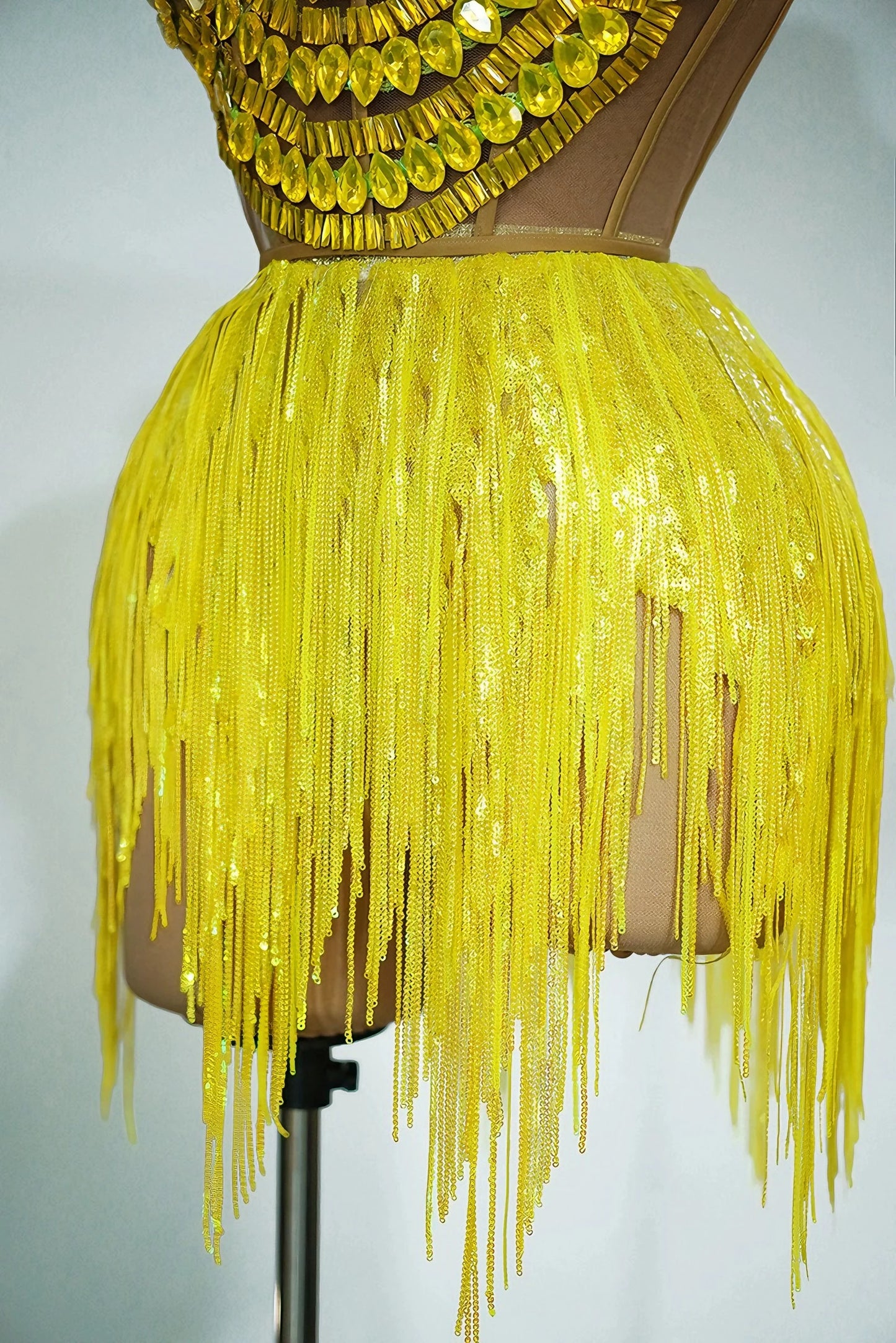 Fluorescent Yellow Drag Tassel Dress