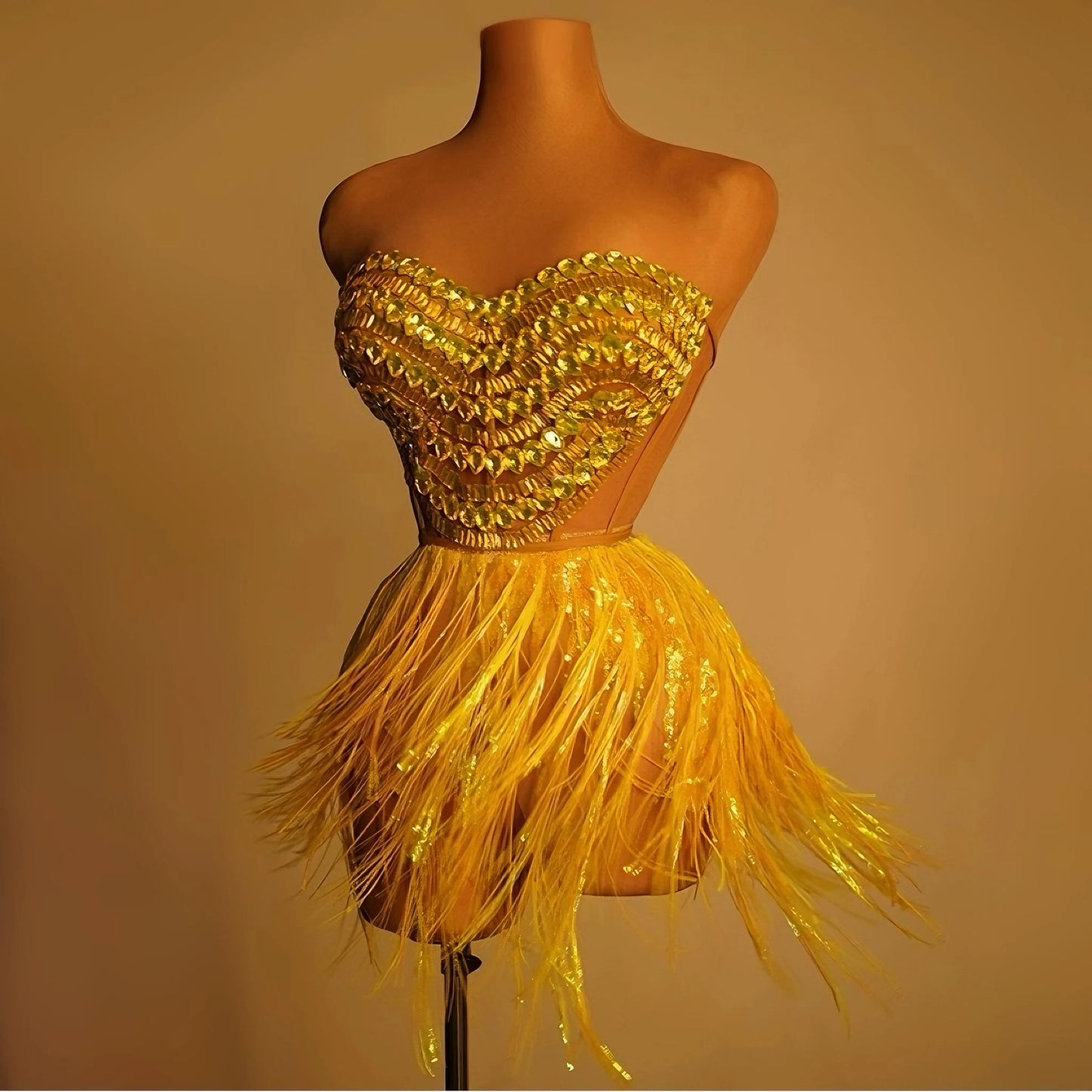 Fluorescent Yellow Drag Tassel Dress