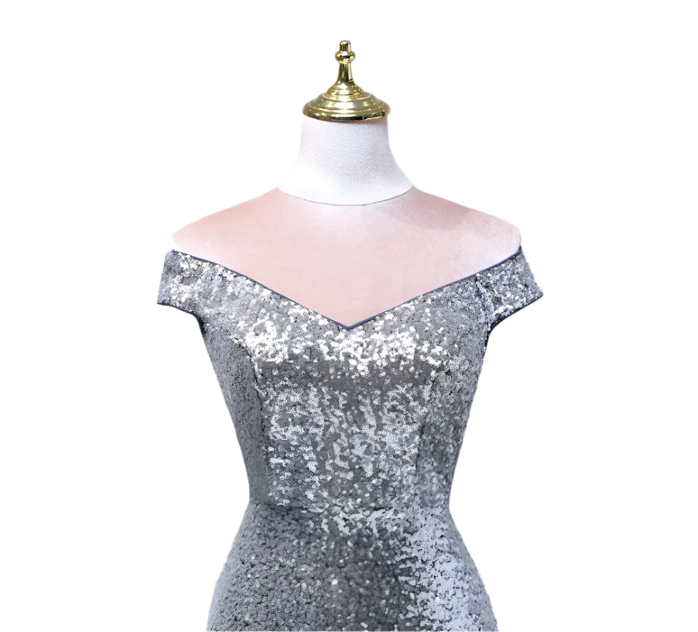 Drag Queen’s Showstopper: Sequined Mermaid Gown in Grey & Wine