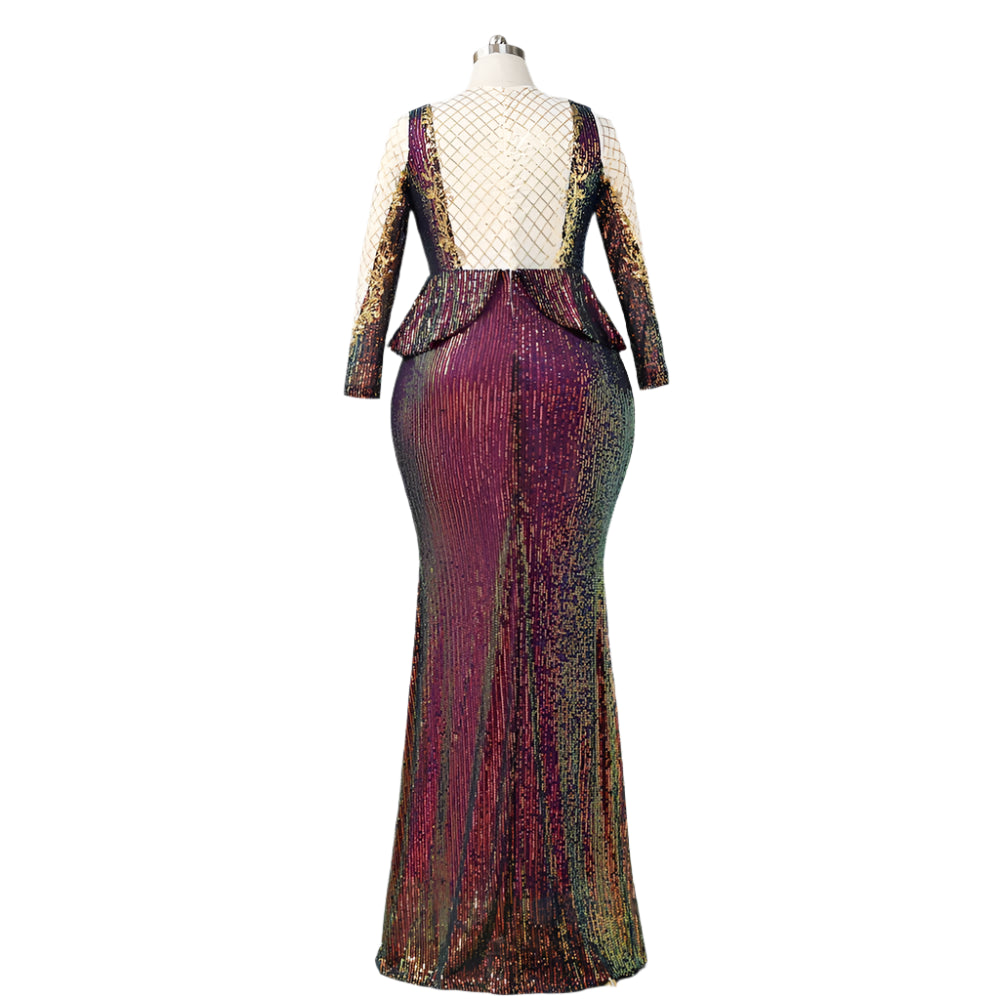 Iridescent Diva Sequin Gown – Shine from Every Angle