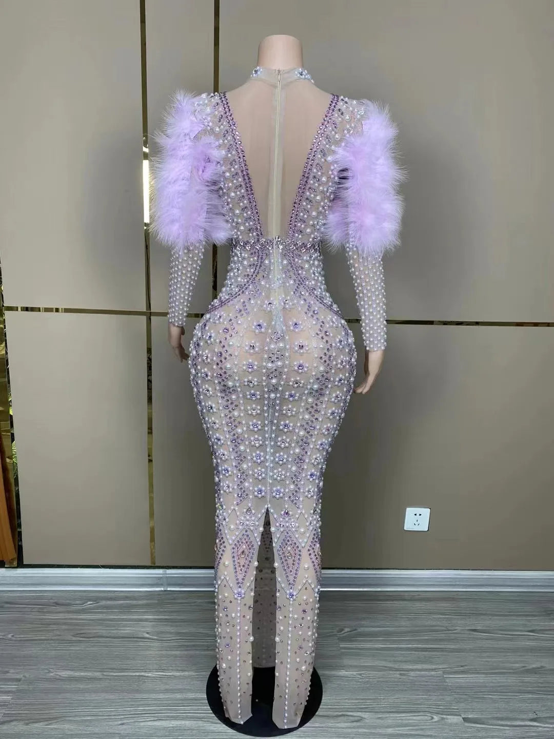 Queen Bee Purple Feathers Gown