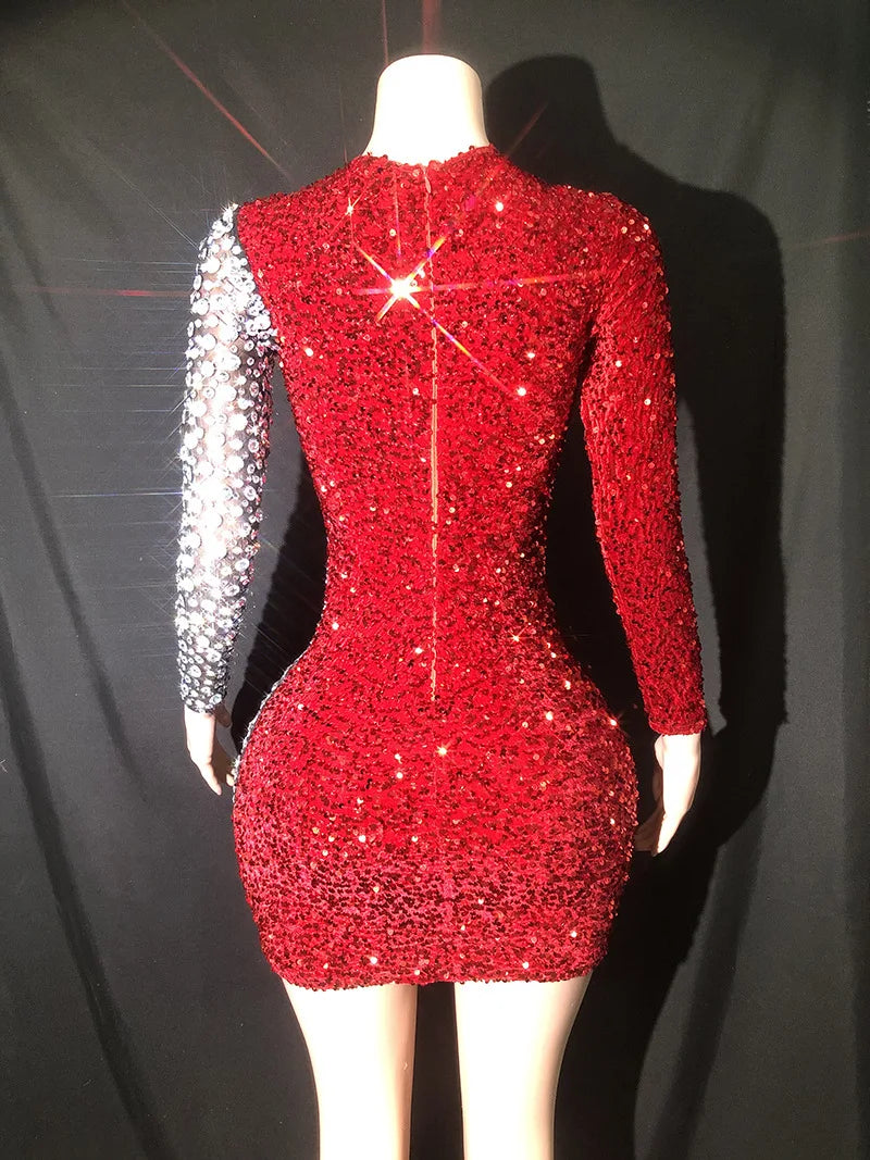 Slay the Runway, Henny!  Long Sleeve Sequin Bodycon Mini Dress for Queens Who Werk