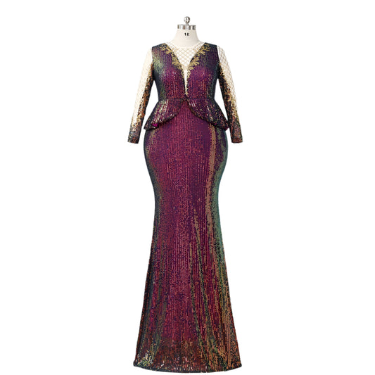 Iridescent Diva Sequin Gown – Shine from Every Angle