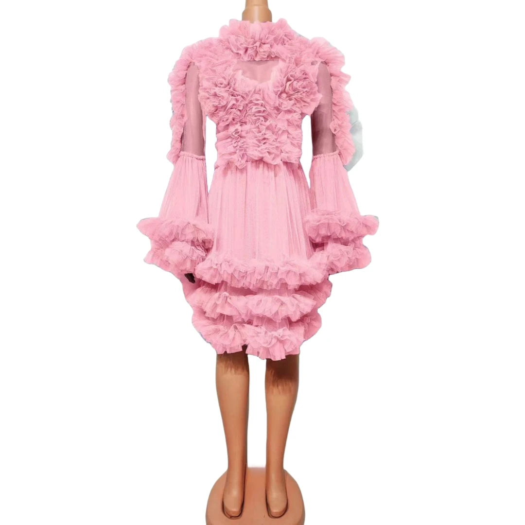 Drag Queen Ruffled Mesh Dress