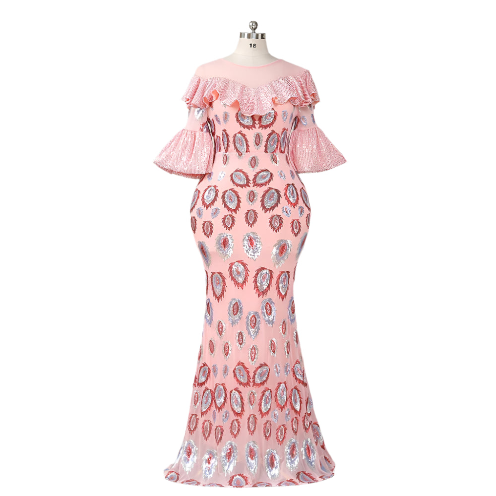 Blush Fantasy Ruffle Gown – Serve Sweetness with a Sparkle