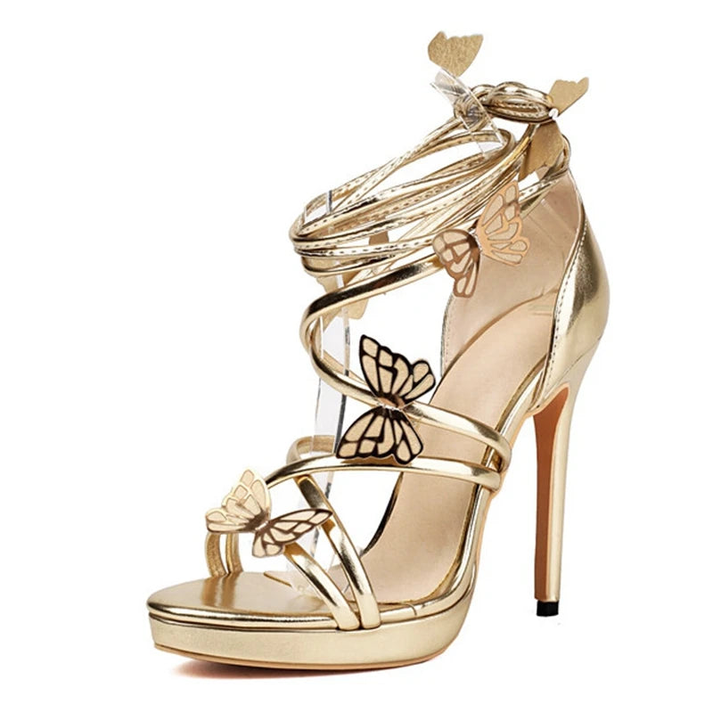 Drag Queen’s Power Stilettos: Strappy High-Heel Sandals in Gold, Green, Red, & Silver