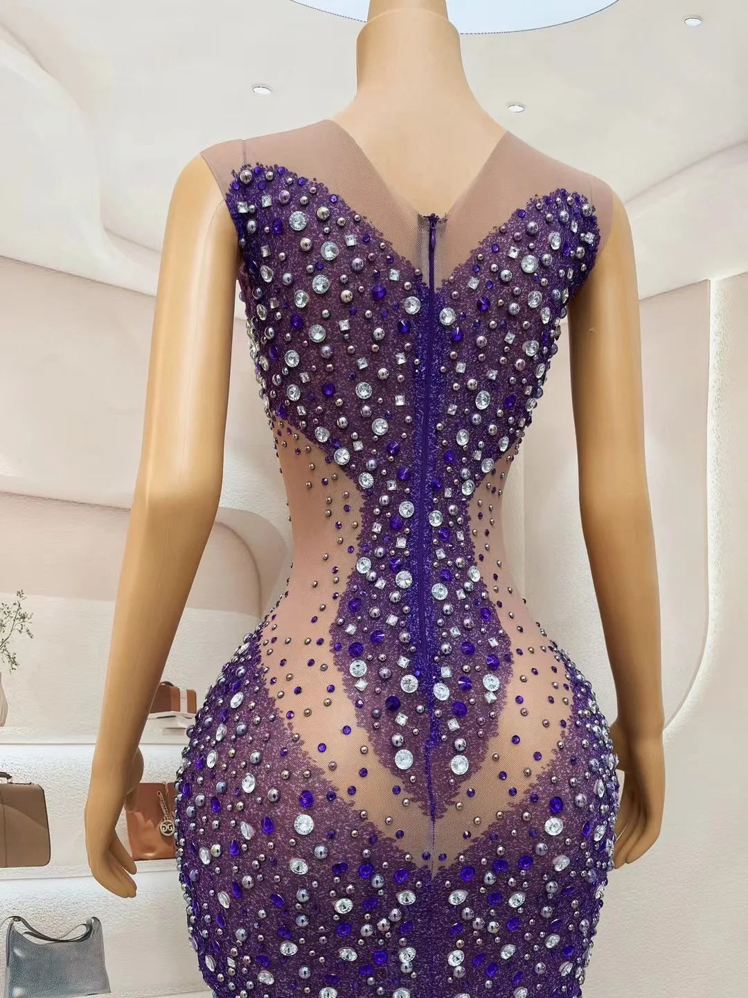 Spill the Royal Tea, Not Your Dress: The Purple Rhinestone Wrap Split Dress