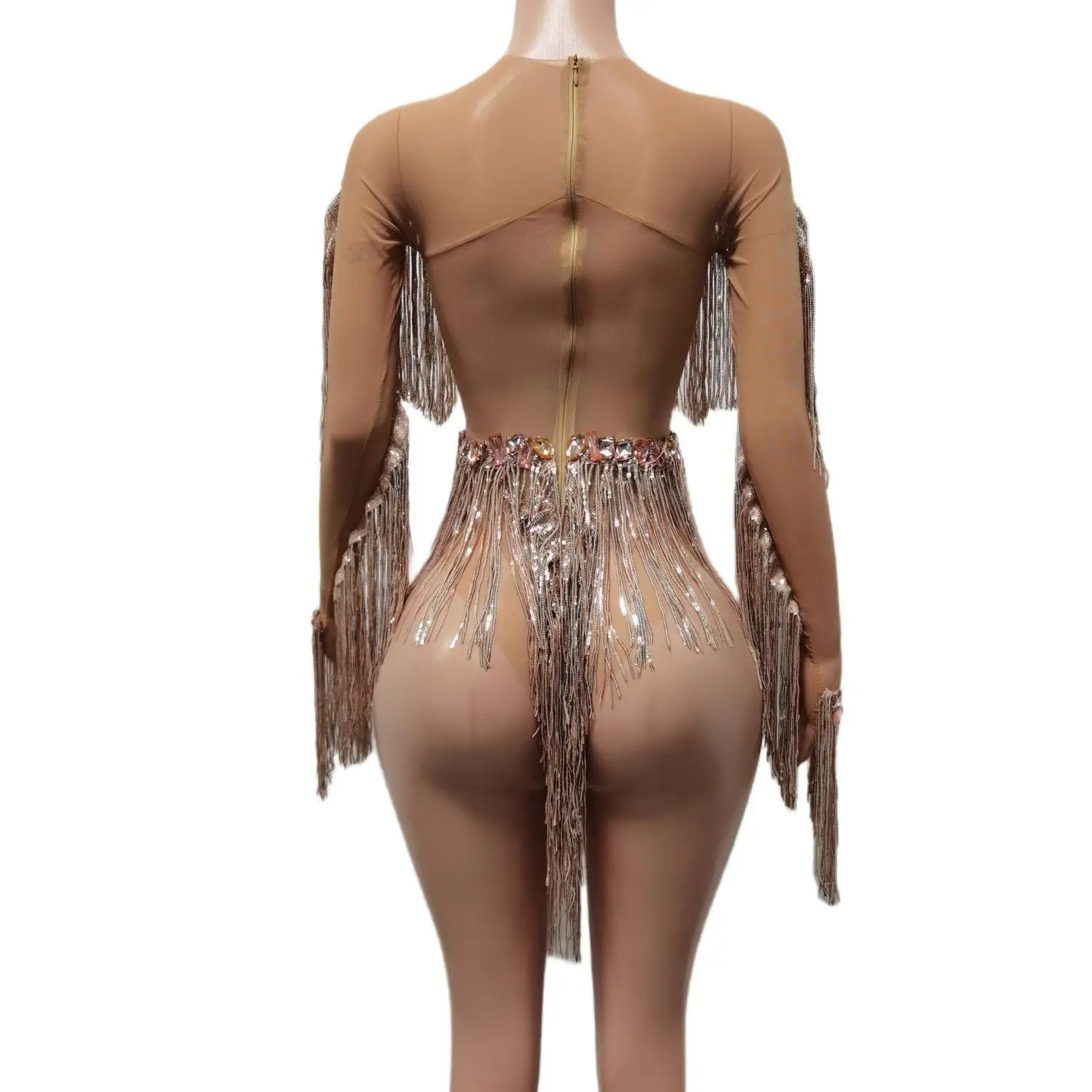 Rhinestones Tassel Bodysuit