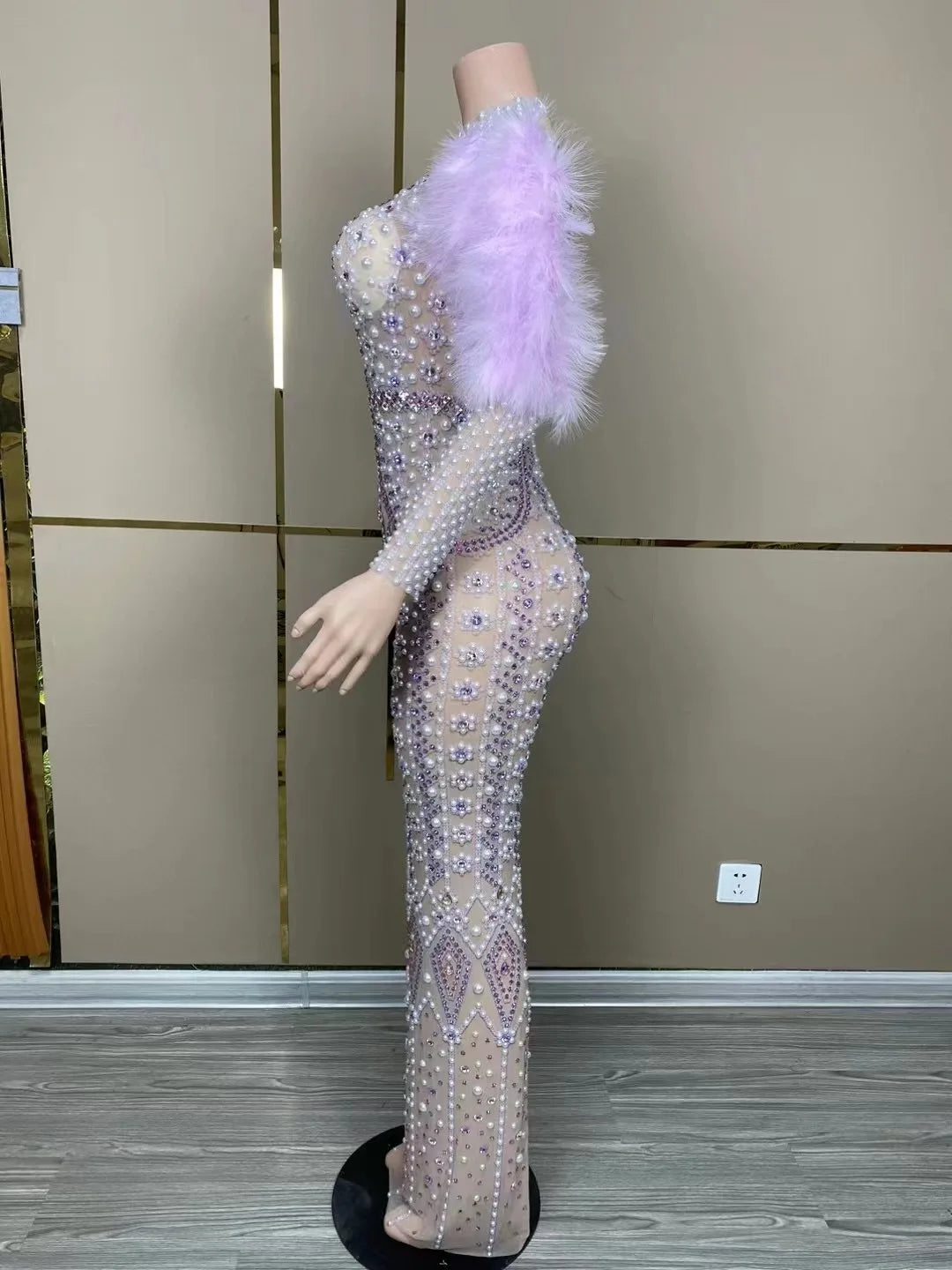 Queen Bee Purple Feathers Gown