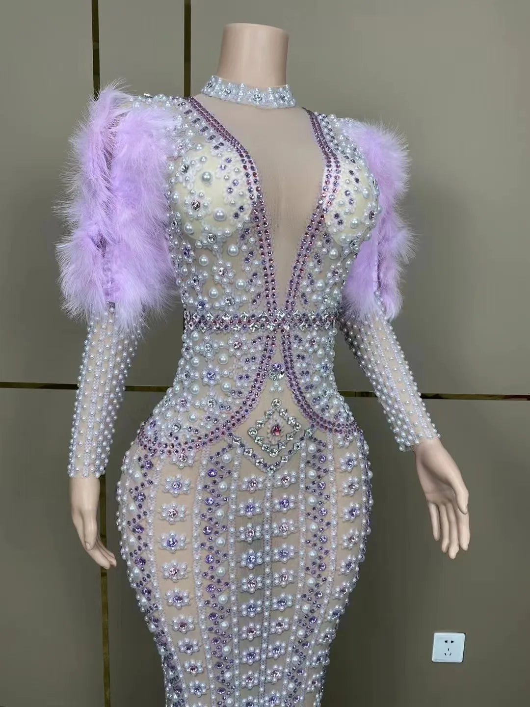 Queen Bee Purple Feathers Gown