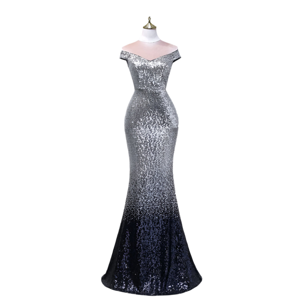 Drag Queen’s Showstopper: Sequined Mermaid Gown in Grey & Wine