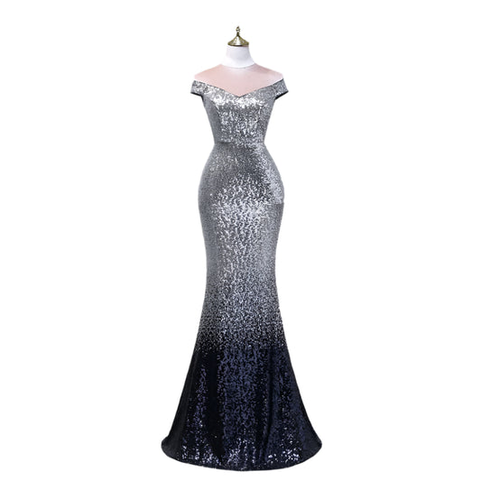 Drag Queen’s Showstopper: Sequined Mermaid Gown in Grey & Wine