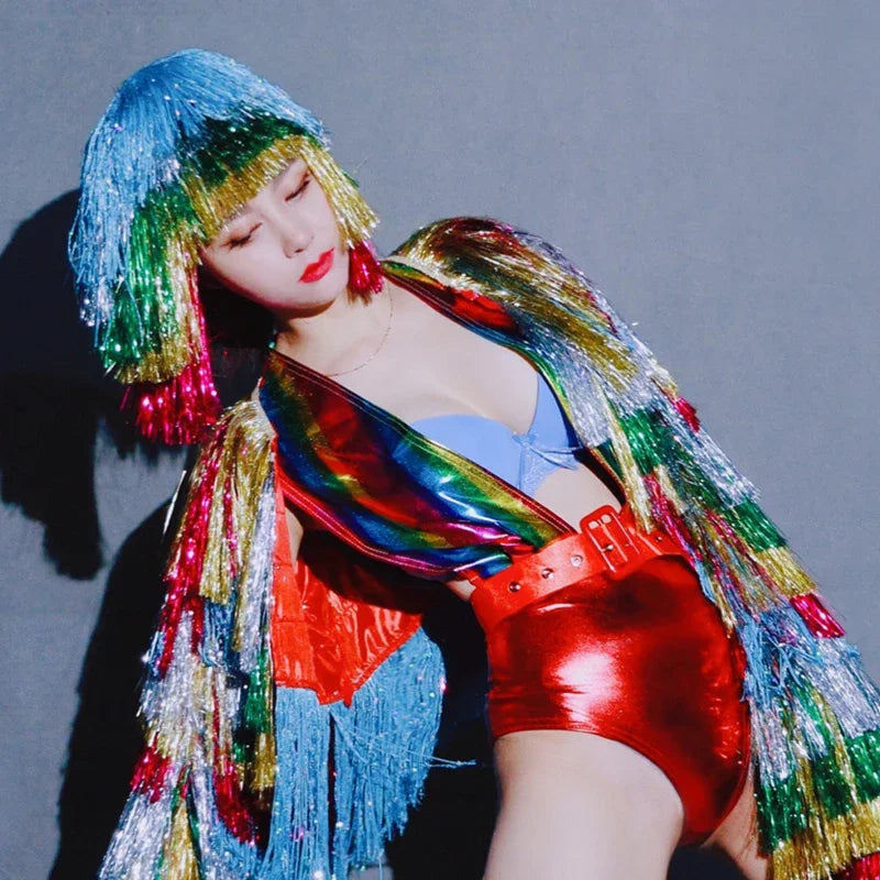 Rainbow Fringe Drag Queen Bodysuit