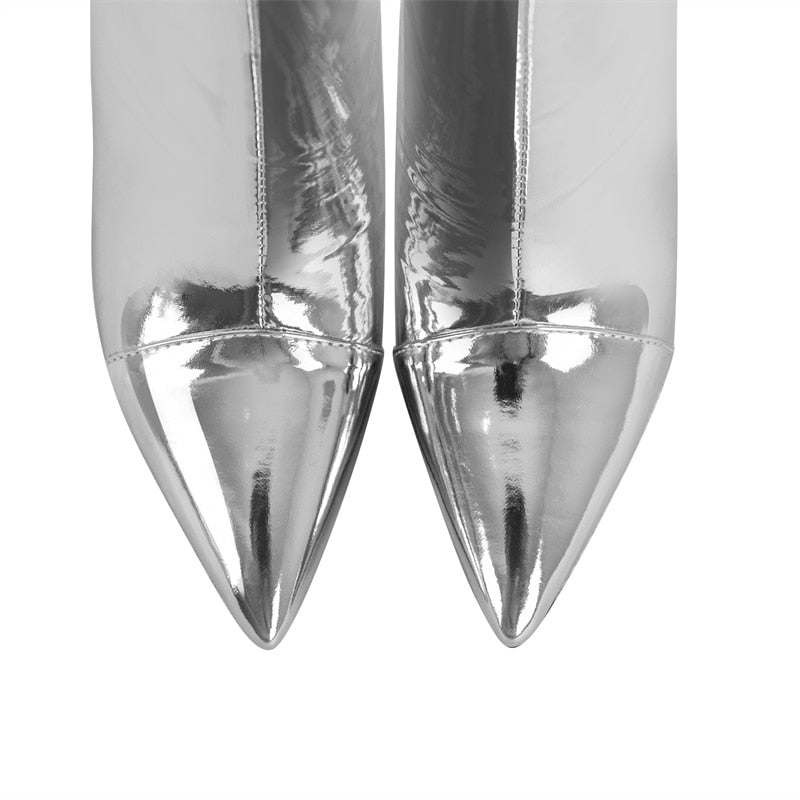 Drag Queen Goddess Silver Stiletto Boots