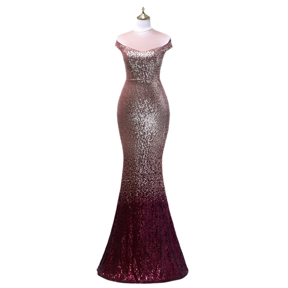 Drag Queen’s Showstopper: Sequined Mermaid Gown in Grey & Wine