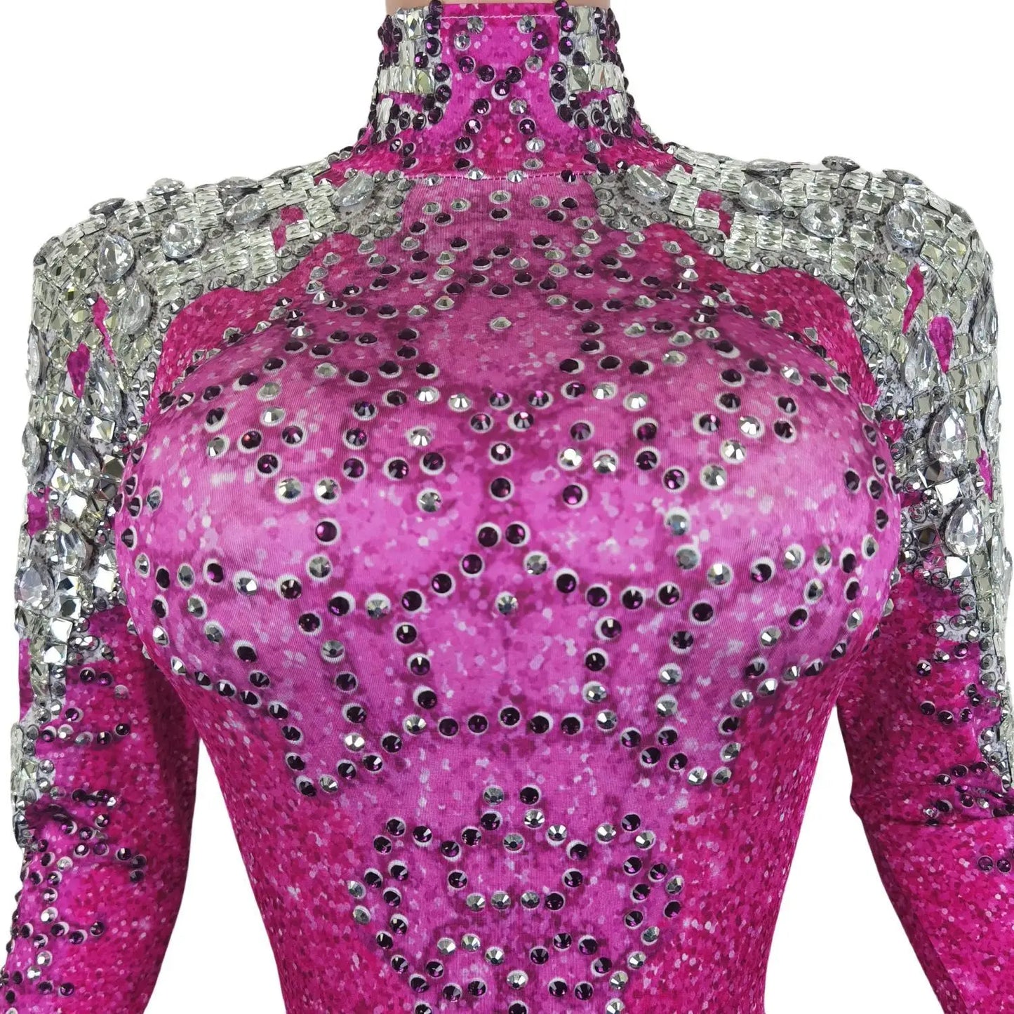 High Neck Sequined Pink Jumpsuit