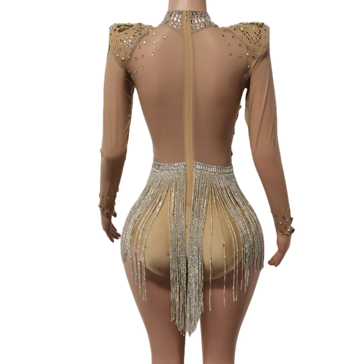 See Through Rhinestone Jumpsuit