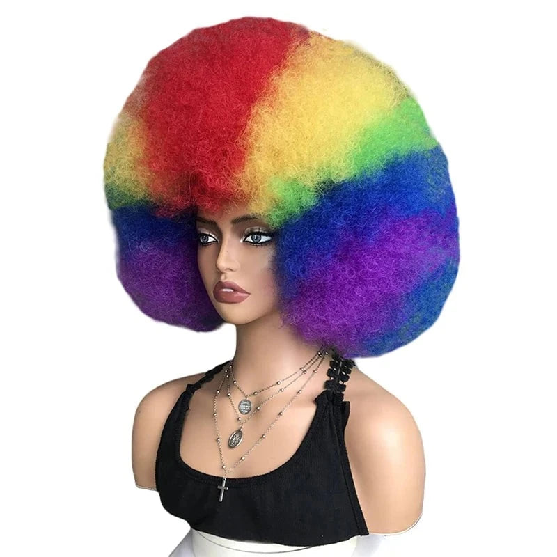 Rainbow Pride Afro Wig With Bangs