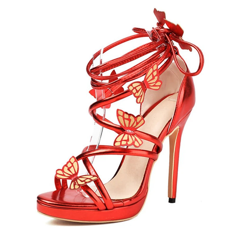 Drag Queen’s Power Stilettos: Strappy High-Heel Sandals in Gold, Green, Red, & Silver