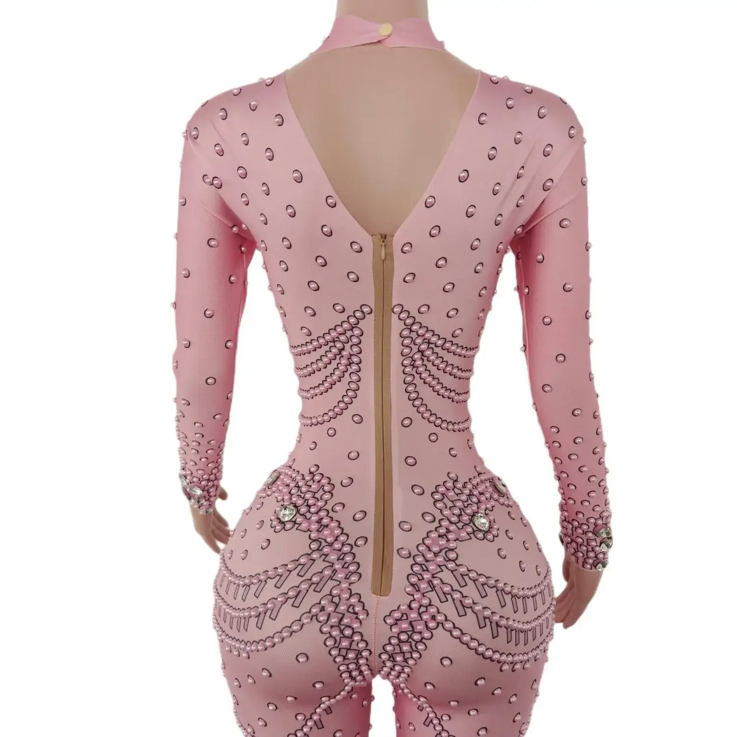 Pink Crystal Stretch Jumpsuit