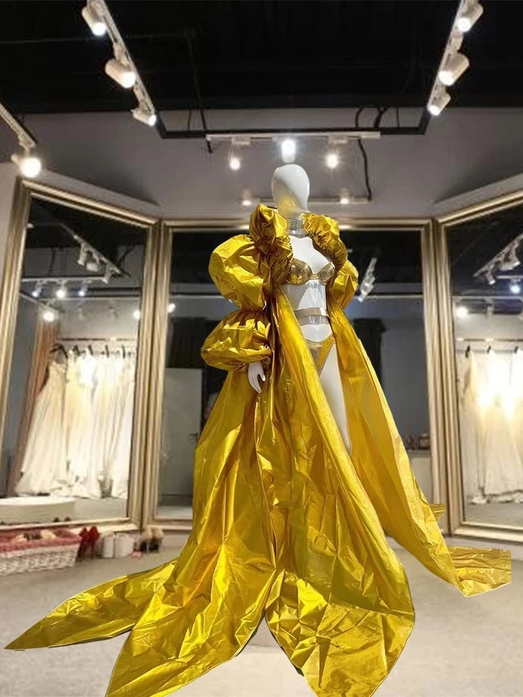 Drag Queen Luxury Gold Cloak Dress