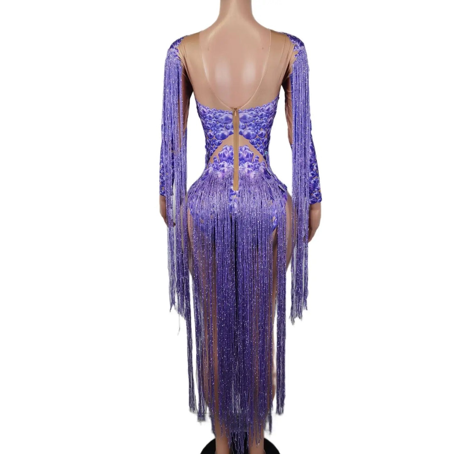 Purple Glitter Tassel Jumpsuit