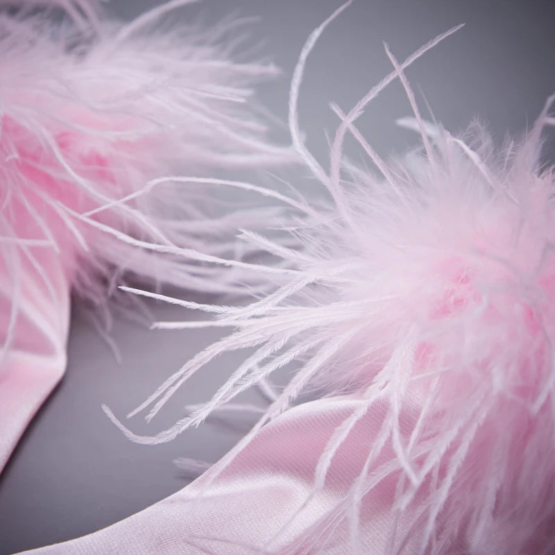 Lux Ostrich Feather Velvet Gloves