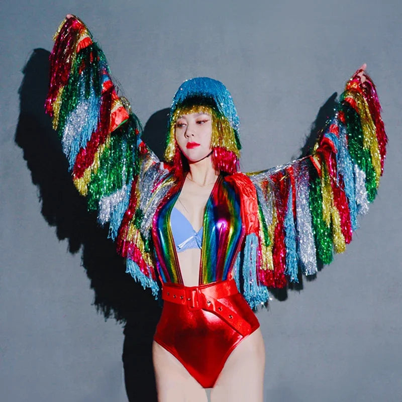 Rainbow Fringe Drag Queen Bodysuit